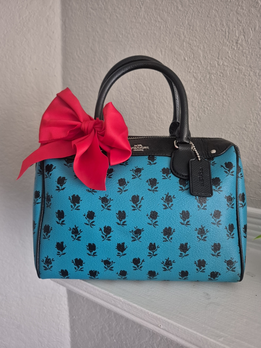 Coach Mini Bennet Satchel With Turquoise Floral Accents